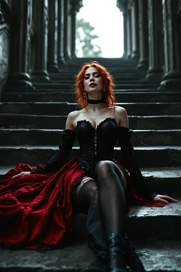 Dark Cabaret on Stone Steps