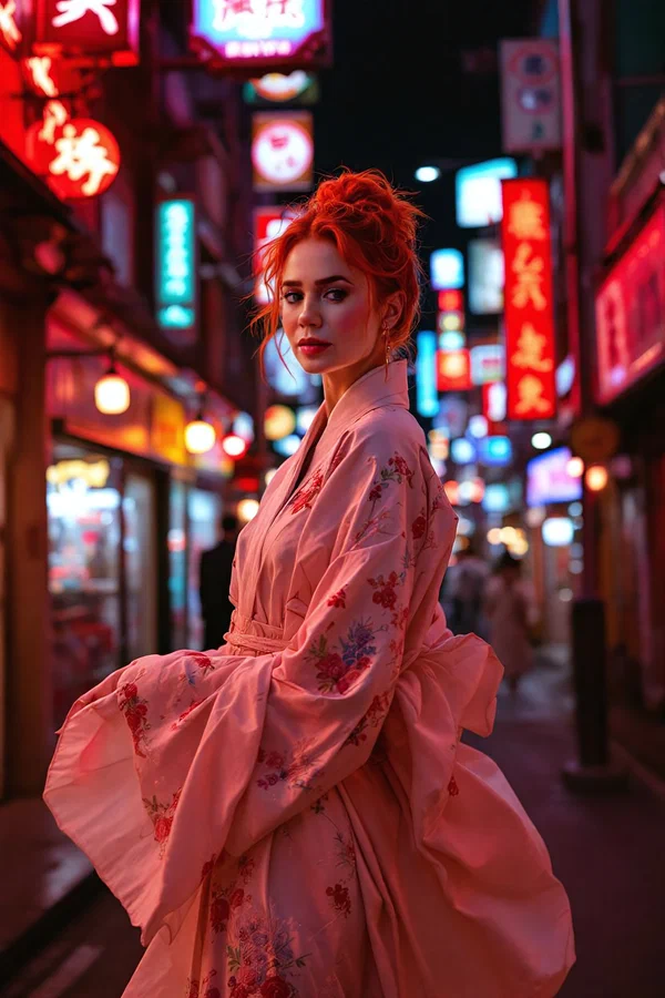 Neon Kimono City Night