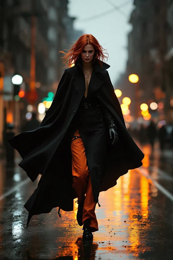 Neon Vigilante Rainy Streets