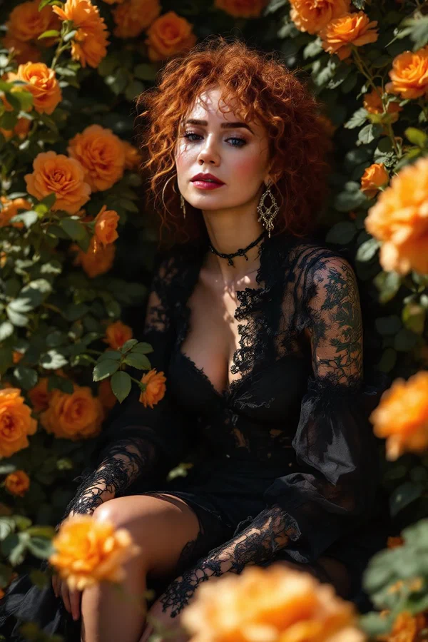 Tattooed Goth Garden Portrait