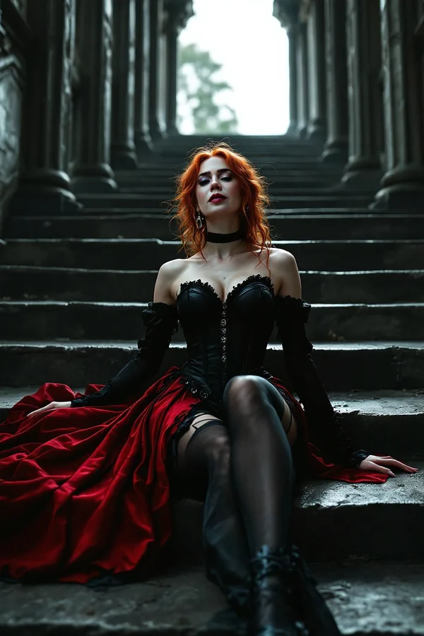 Dark Cabaret on Stone Steps