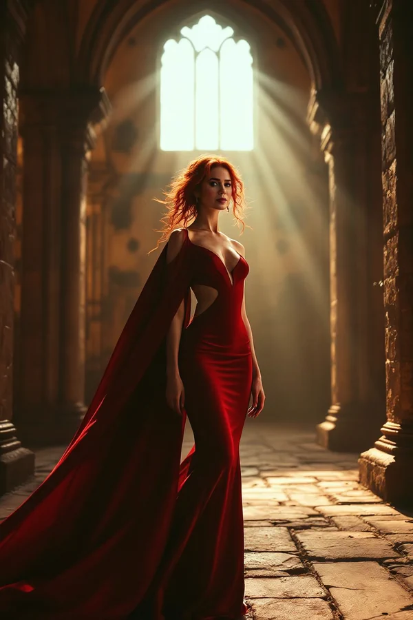 Gothic Cathedral Red Gown