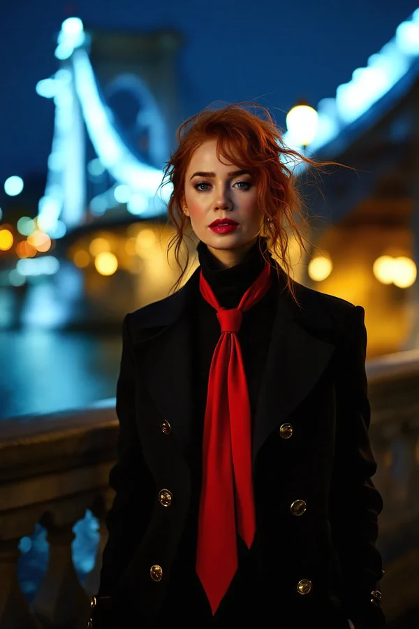 Paris Bridge Crimson Dusk